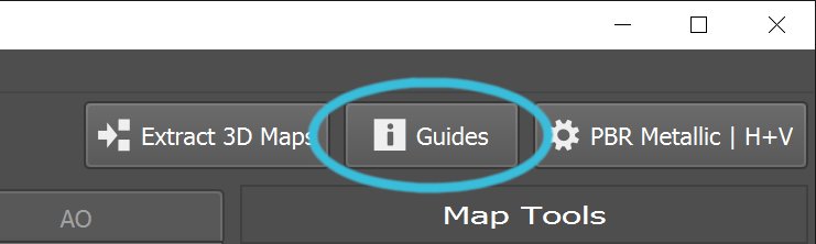 Top-right Guides button